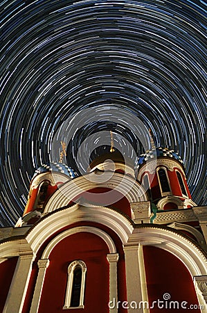 Orthodox Church of St. George - the town of Medyn, Kaluga region in Russia. Stock Photo