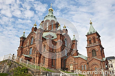 Orthodox church of Uspensky. Helsinki city center. Finland heritage Editorial Stock Photo