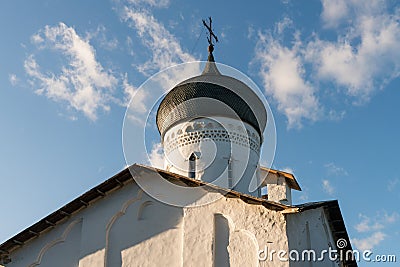 Pskov, Russia, September 6, 2023. Autumn clouds over the dome of the Church of Vasily. Stock Photo