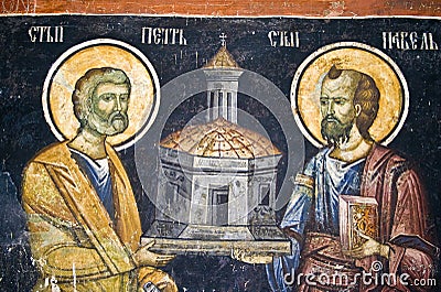 Orthodox church wall painting Stock Photo