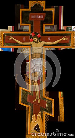 Orthodox cross. Calvary. Crucifixion of Jesus Christ Stock Photo