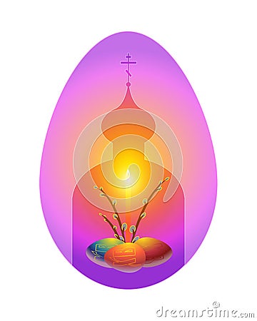 Orthodox Easter greeting cards in shape of egg Vector Illustration