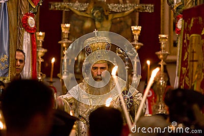 Orthodox easter mass in Jerusalem. Editorial Stock Photo