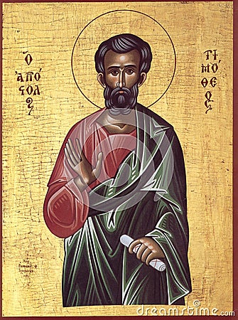 Orthodox icon of the Byzantine style Saint Apostle Timothy Editorial Stock Photo