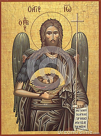 Orthodox icon of the Byzantine style St. John the Baptist Editorial Stock Photo