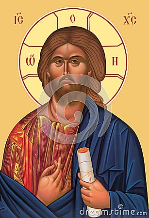 Orthodox icon of Jesus Christ. Lord Almighty Editorial Stock Photo