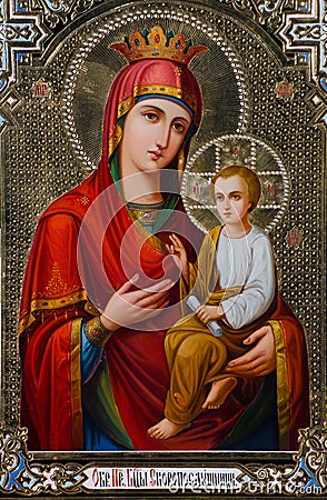 Orthodox icon of the Mother of God Stock Photo