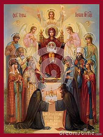 Orthodox icon of the Mother of God Editorial Stock Photo