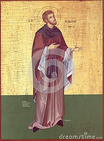 Orthodox icon Saint Theodore Editorial Stock Photo