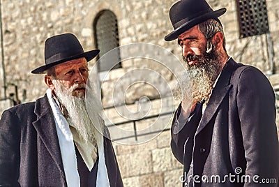 Orthodox jewish man prays at the Western Wall Editorial Stock Photo