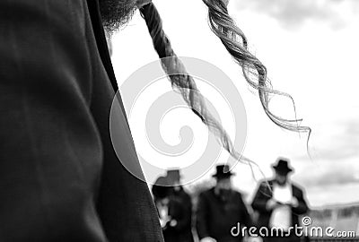 Orthodox Jewish prays, jews, hasidim, Stock Photo