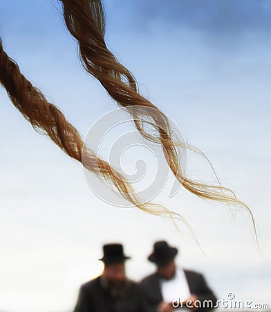 Orthodox Jewish prays, jews, judaism, hasidim, Stock Photo