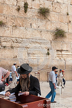 Orthodox Jews pray at Western Wall, Jerusalem Editorial Stock Photo