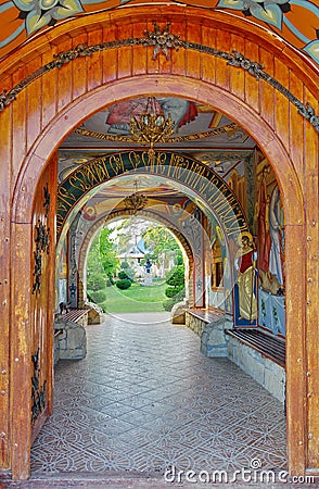 Orthodox church - Monastery Bujoreni - landmark attraction in Vaslui County, Romania Stock Photo