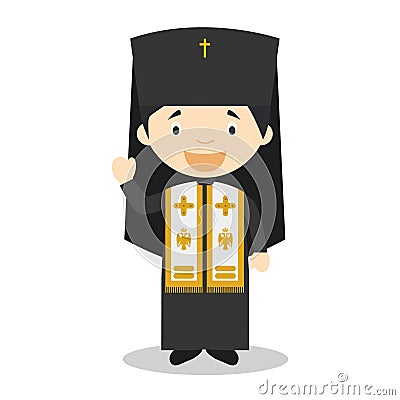 Orthodox Patriarch cartoon character. Vector Illustration. Vector Illustration