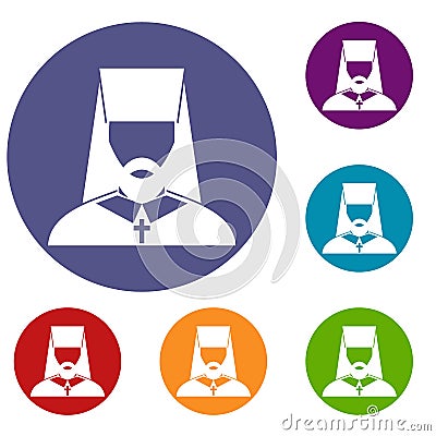 Orthodox priest icons set Vector Illustration