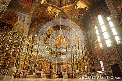 Orthodox temple view around in Astana Assumption Cathedral Editorial Stock Photo