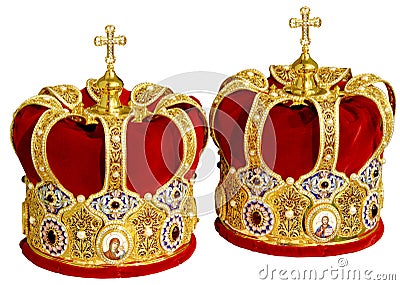 Orthodox Wedding Ceremonial Crowns Stock Photo