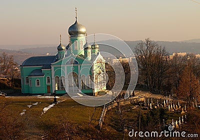 Orthodoxy church and churchyard Stock Photo