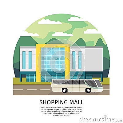 Orthogonal Shopping Mall Round Design Vector Illustration