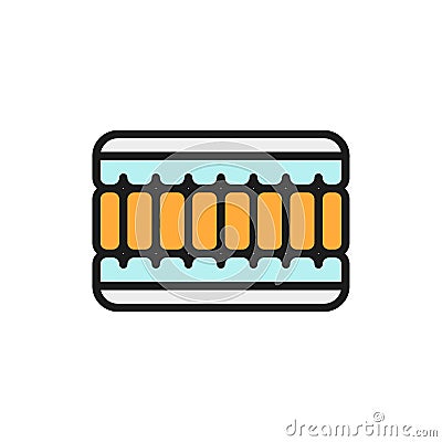 Orthopaedic memory foam mattress flat color line icon. Vector Illustration