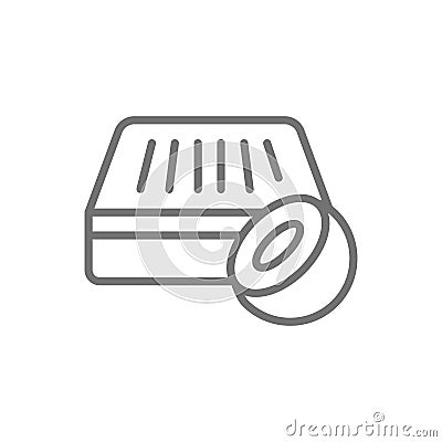 Orthopedic coconut coir mattress, natural mattress line icon. Vector Illustration