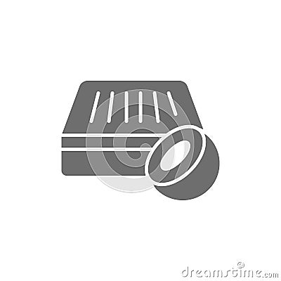 Orthopedic coconut coir mattress, natural mattress grey icon. Vector Illustration