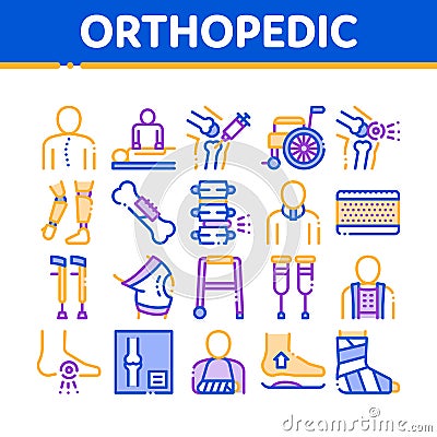 Orthopedic Collection Elements Vector Icons Set Vector Illustration