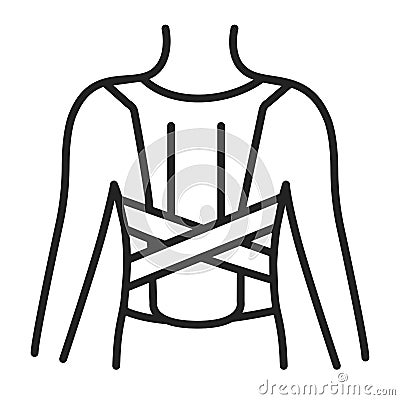 Orthopedic corset line black icon. Posture corrector. Isolated vector element Stock Photo