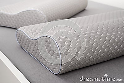 Orthopedic foam pillow with memory effect Stock Photo