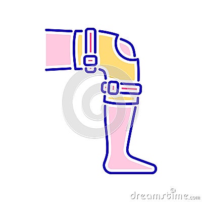 Orthopedic leg joint bandage color line icon. Rehabilitation and treatment after injuries and muscle strain. Isolated Vector Illustration