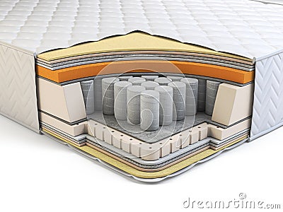 Orthopedic mattress layers and with pocket springs Cartoon Illustration