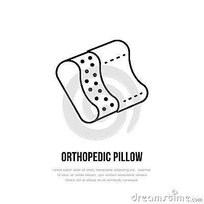 Orthopedic pillow icon, line logo. Flat sign for ergonomic healthy sleeping Vector Illustration