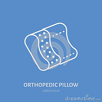 Orthopedic pillow icon, line logo. Flat sign for ergonomic healthy sleeping Vector Illustration