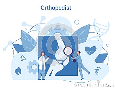 Orthopedics doctor. Idea of joint and bone treatment. Vector Illustration