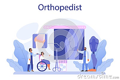 Orthopedics doctor. Idea of joint and bone treatment. Human anatomy Vector Illustration
