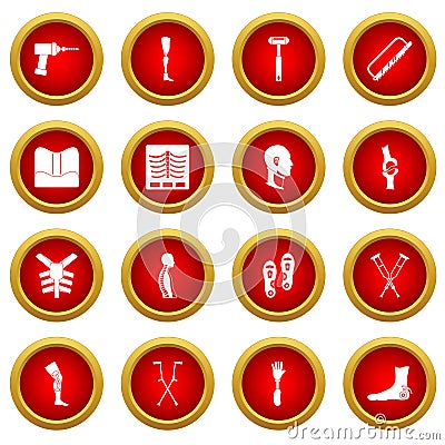 Orthopedics prosthetics icon red circle set Vector Illustration