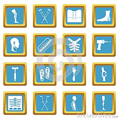 Orthopedics prosthetics icons azure Vector Illustration