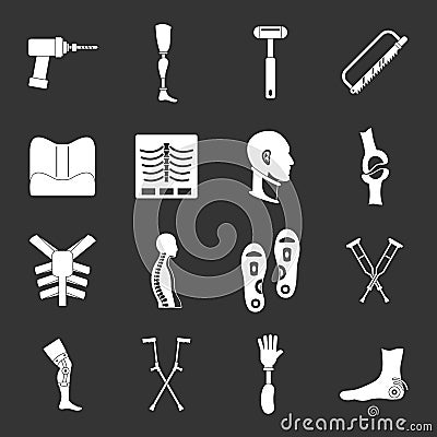 Orthopedics prosthetics icons set grey vector Vector Illustration