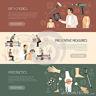 Orthopedics And Traumatology Horizontal Banners Vector Illustration