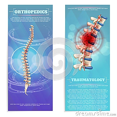 Orthopedics And Traumatology Set Flat Banner. Vector Illustration