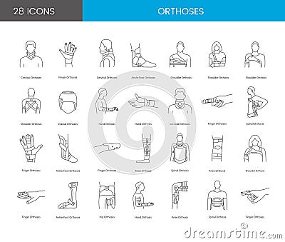 Orthoses linear icons in vector Vector Illustration