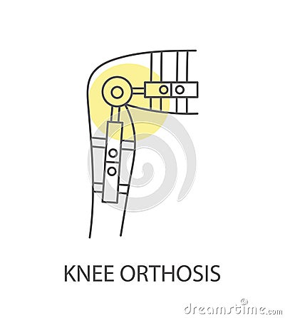 Orthosis knee icon in vector, linear illustration Vector Illustration