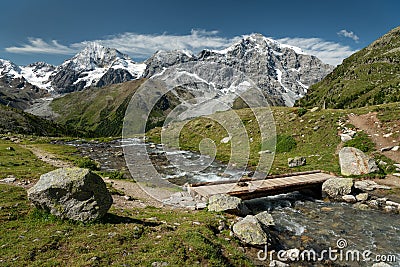 The Ortler Alps near Sulden on a sunny day in summer Stock Photo