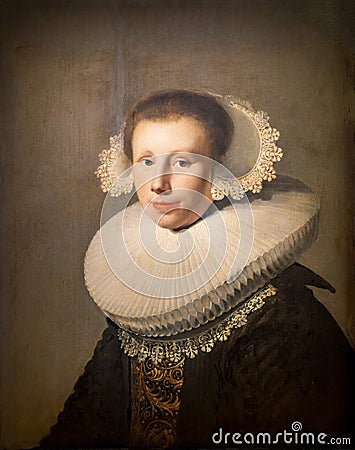 Portrait of a young woman, painting by Bartholomeus van der Helst Stock Photo