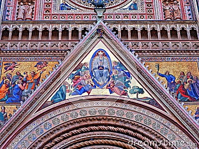 Orvieto Cathedral Facade Front Exterior view closeup Stock Photo