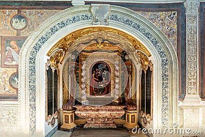 side chapel and altar in the hsitoric Orvieto Cathedral Editorial Stock Photo