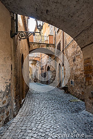 Orvieto Old Town Medieval Alley at Day in Umbria, Italy Stock Photo