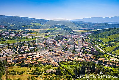 Orvieto, Italy - Panoramic view of lower Orvieto Scalo and Umbria region seen from historic old town of Orvieto Editorial Stock Photo