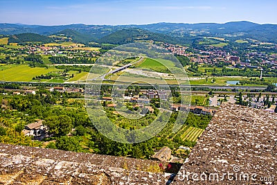 Orvieto, Italy - Panoramic view of lower Orvieto Scalo and Umbria region seen from historic old town of Orvieto Editorial Stock Photo